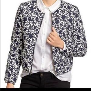 EUC Old Navy Floral Quilted Moto Zip Up Jacket Size Medium